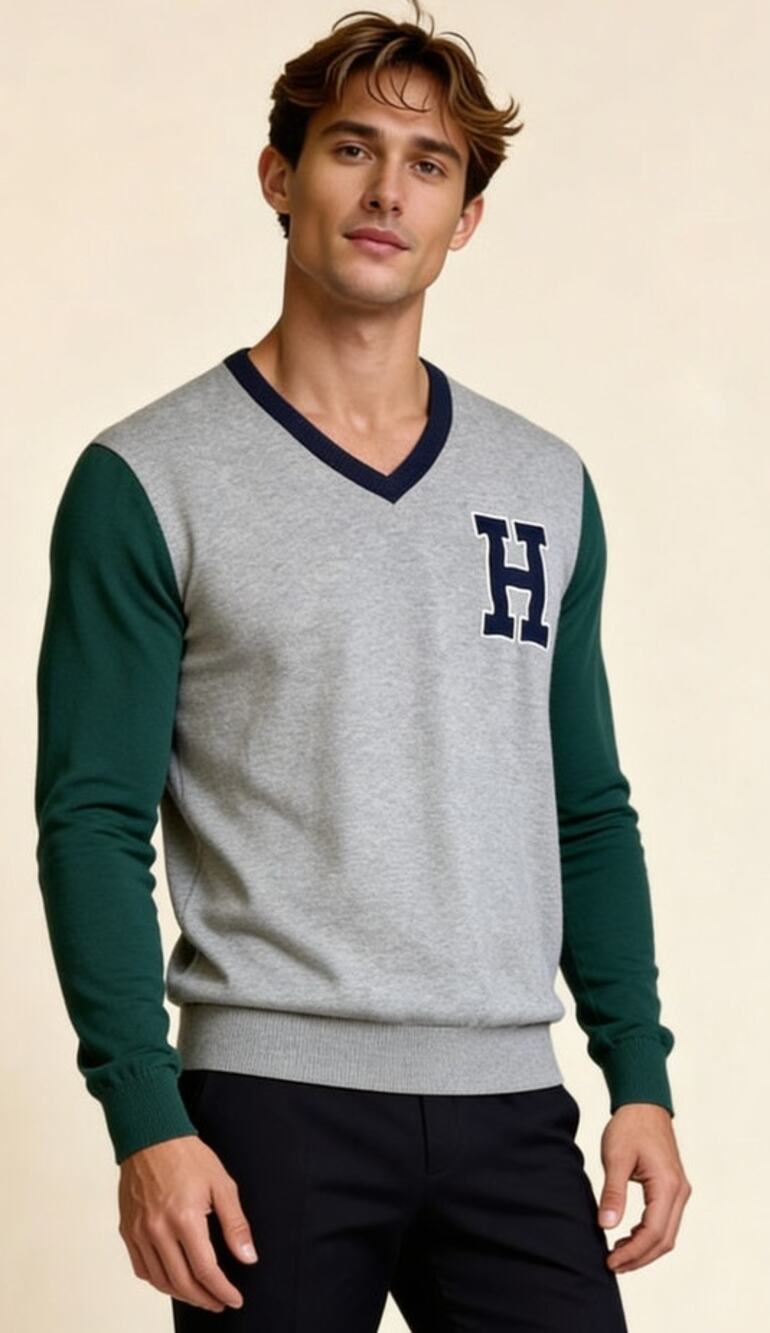 Tommy Hilfiger V Neck Varsity Colorblock Sweater Mens
